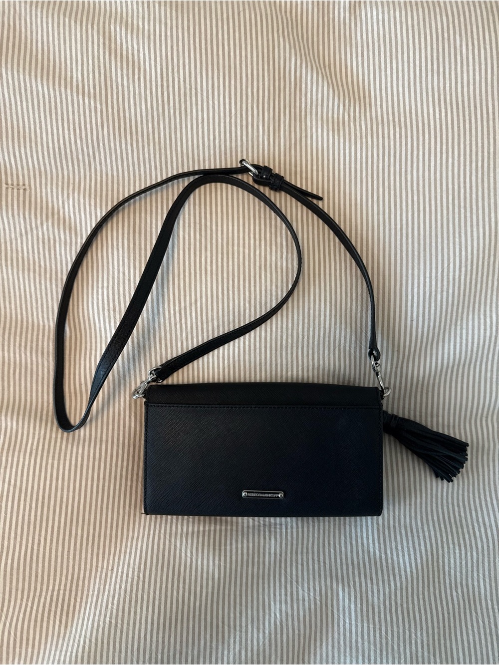 Rebecca Minkoff Black Leather Crossbody Bag with Tassel
